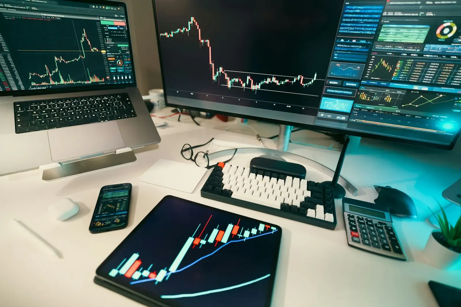 Stock charts across several screens