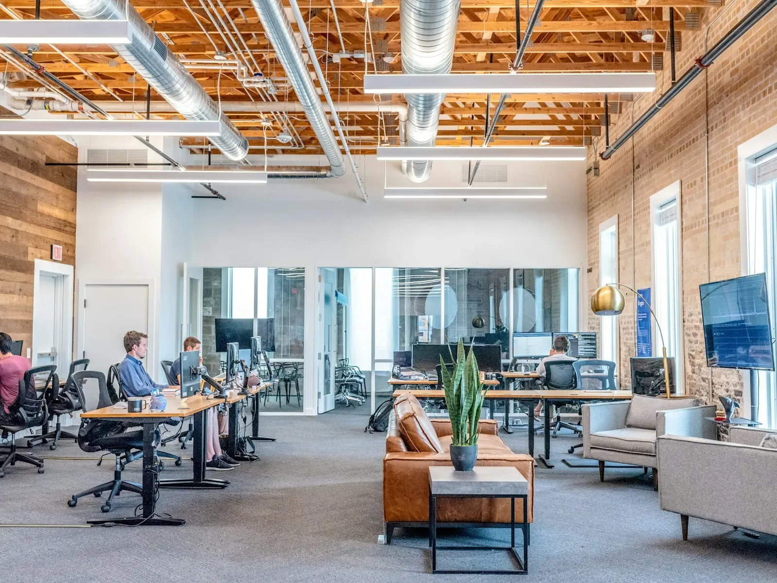 Open-plan office with people at desks
