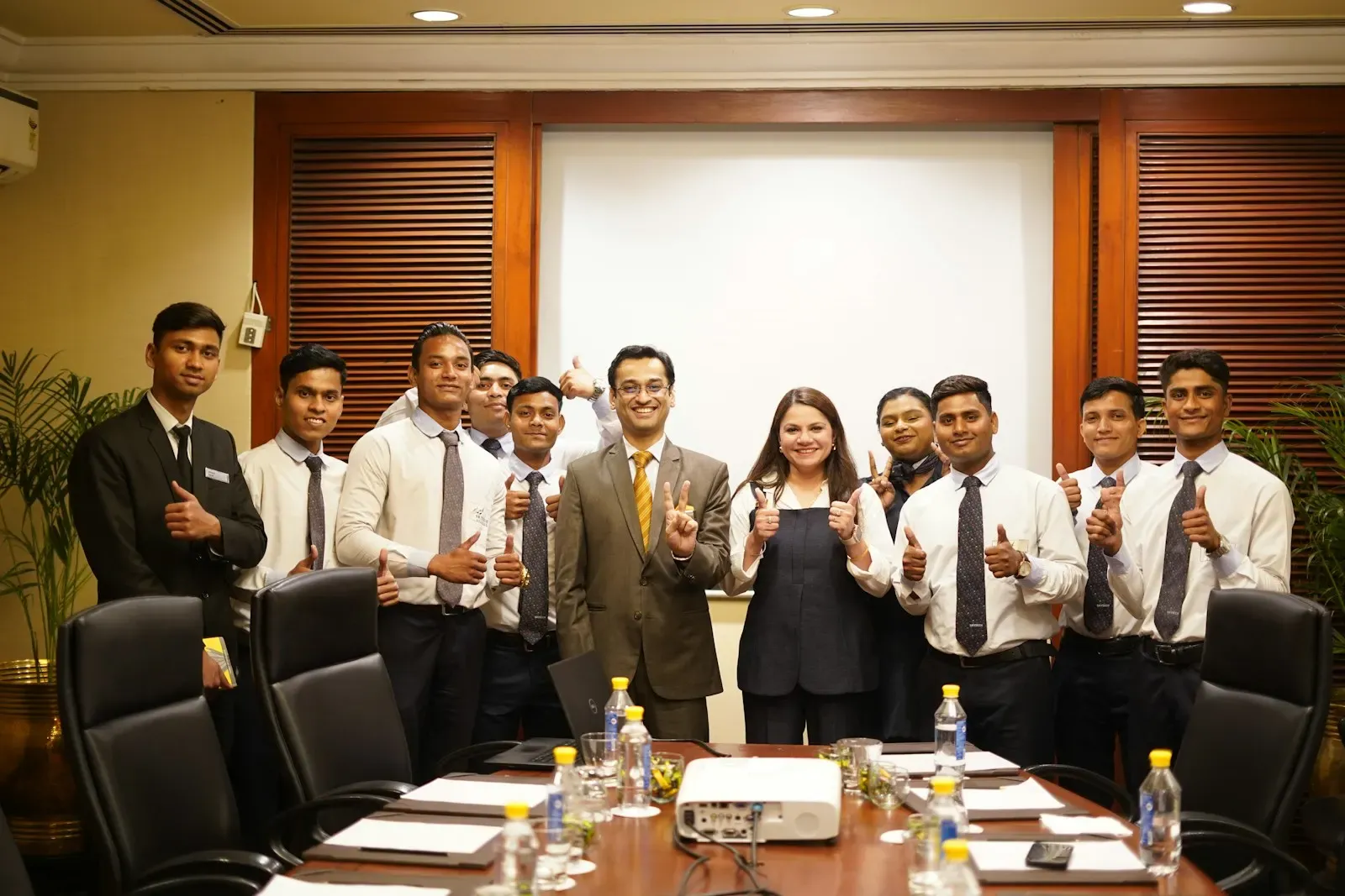 Team gathered in a meeting room