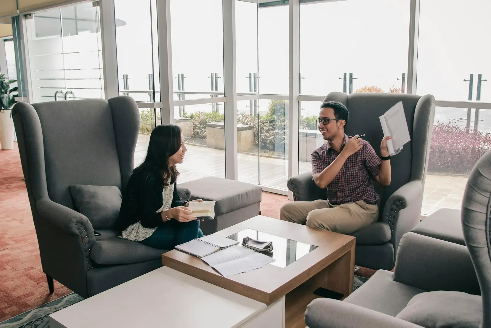 Leads talking in a meeting area