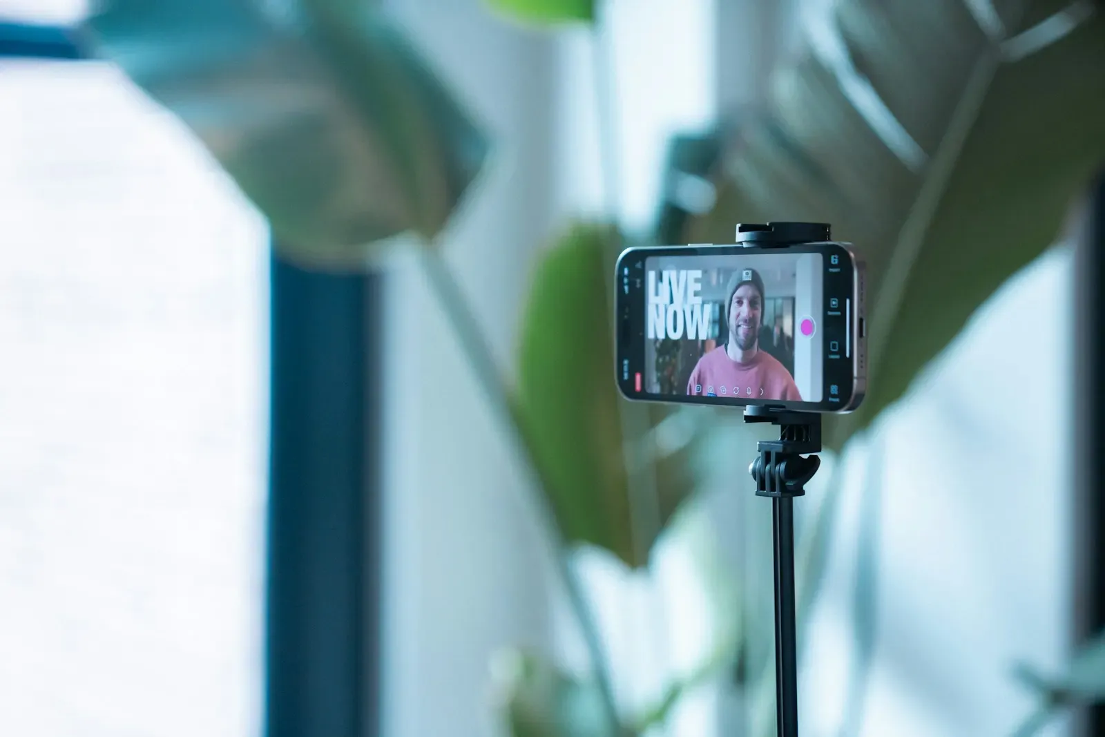 Phone on a tripod streaming live