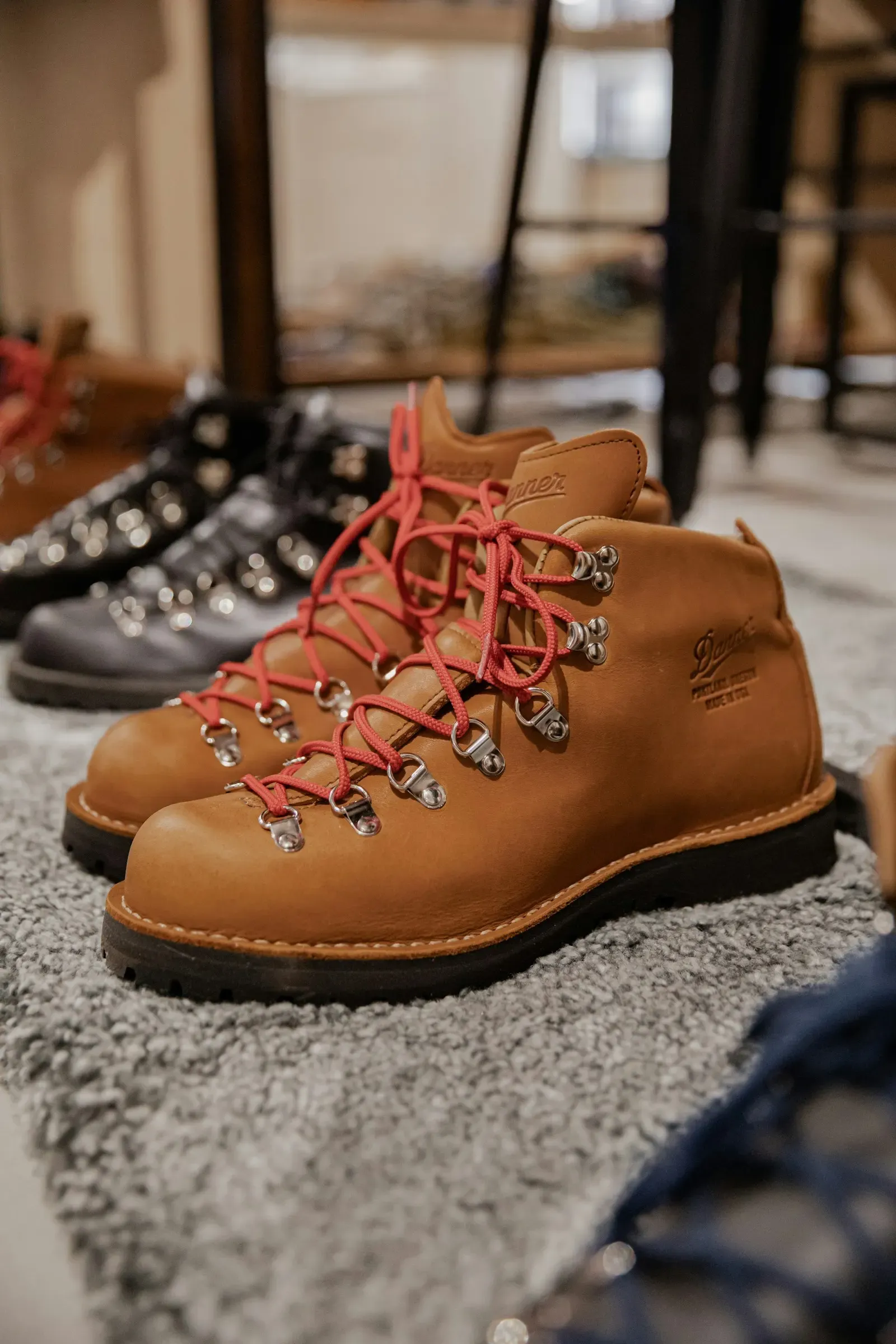Brown leather lace-up boots