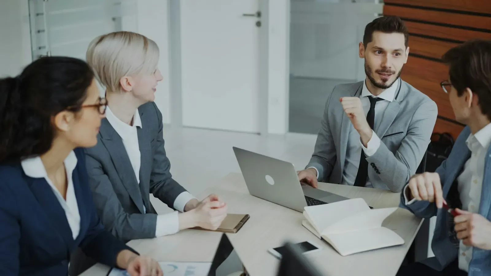Team reviewing call results together in a meeting