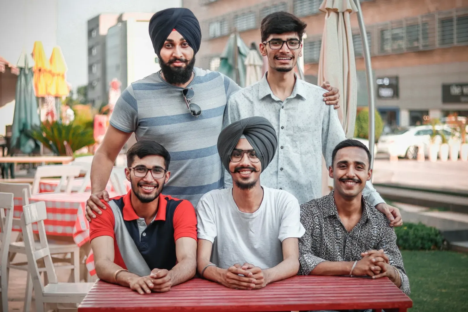 Colleagues smiling together outdoors