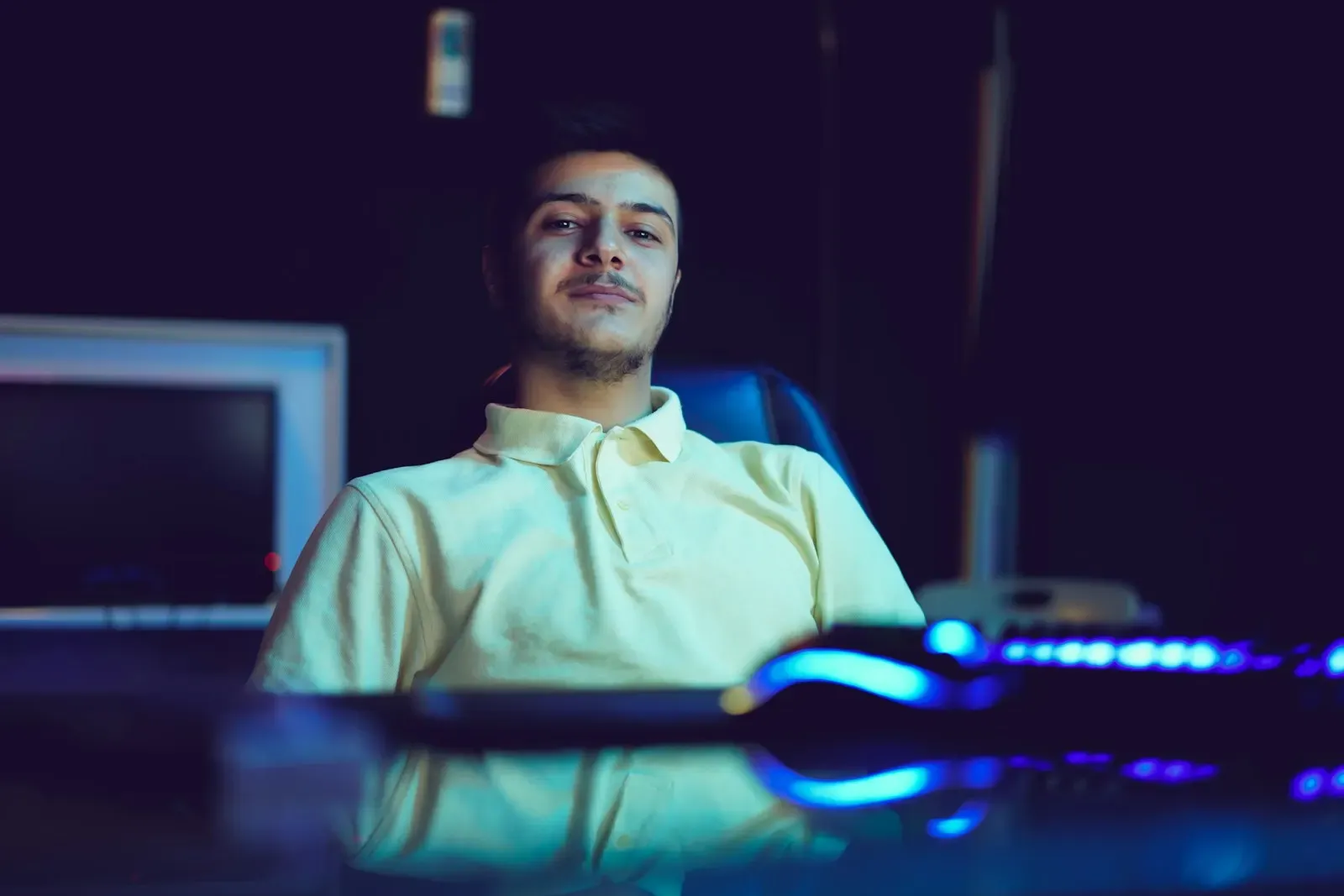 Engineer focused on his screen late in the day