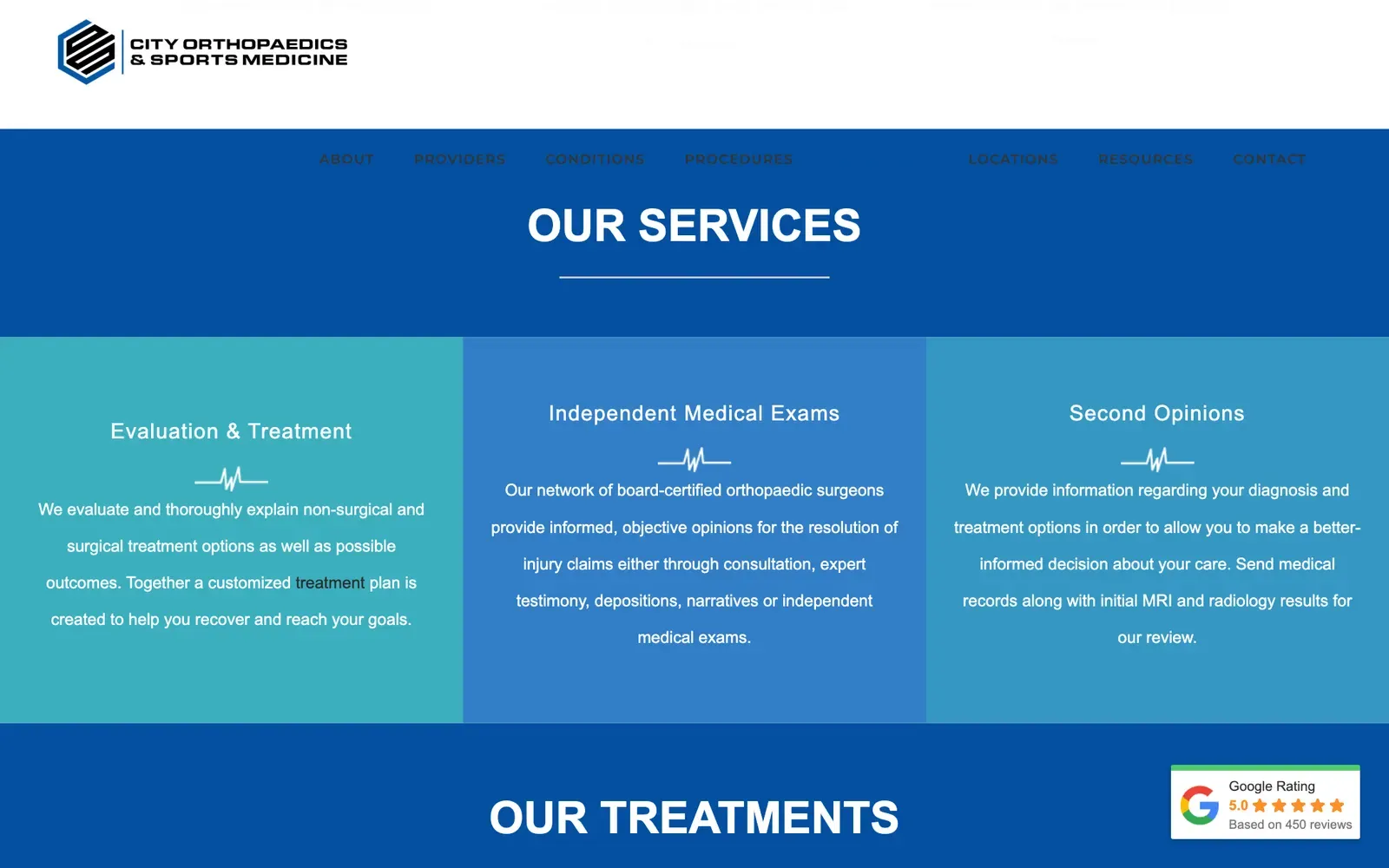 City Orthopaedics & Sports Medicine product screen