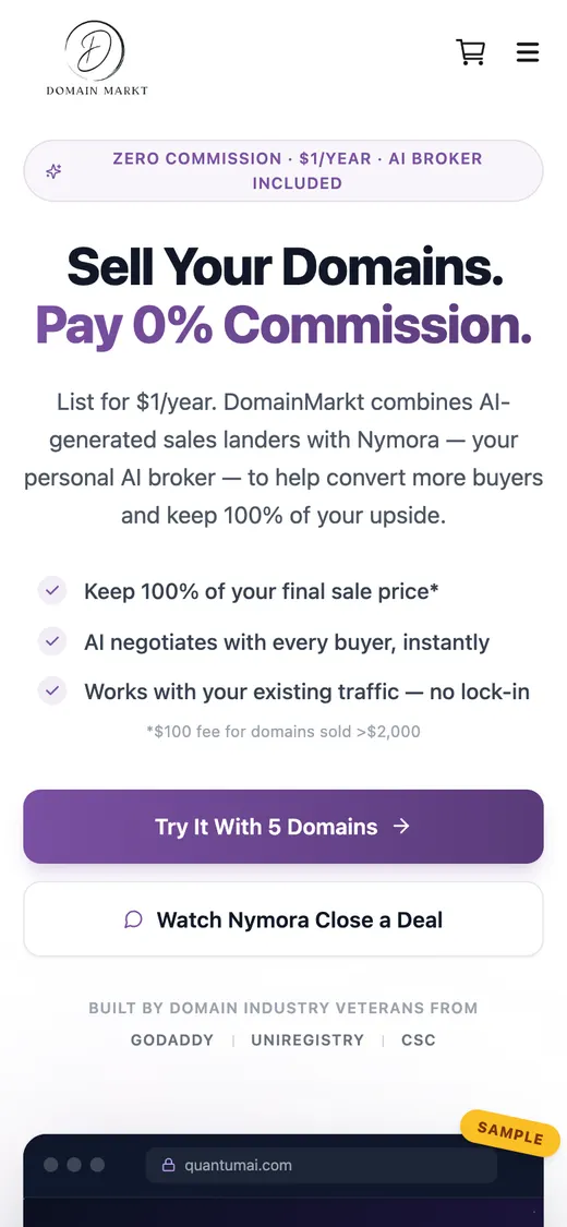 DomainMarkt on mobile