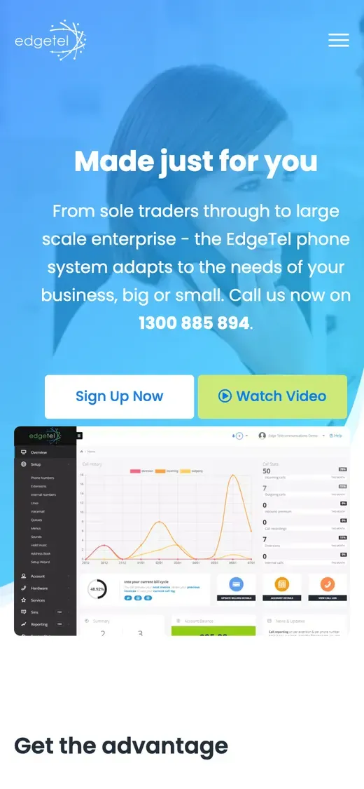 EdgeTel mobile view