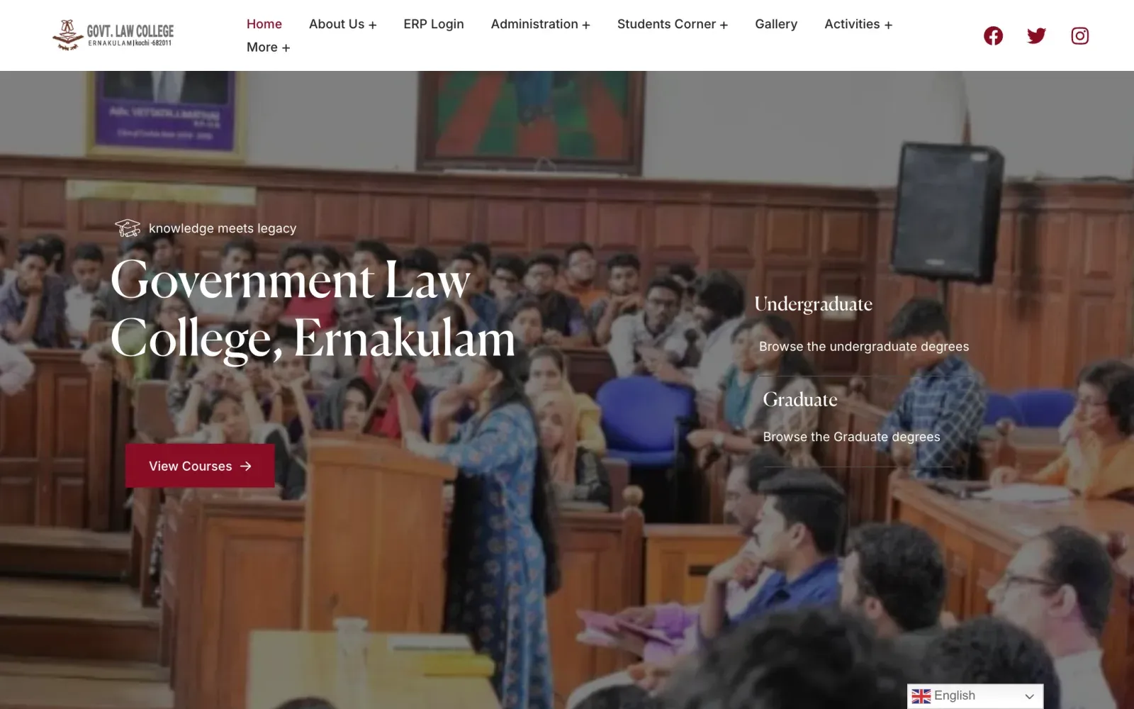 Government Law College Ernakulam higher education platform built by Sajal Tech