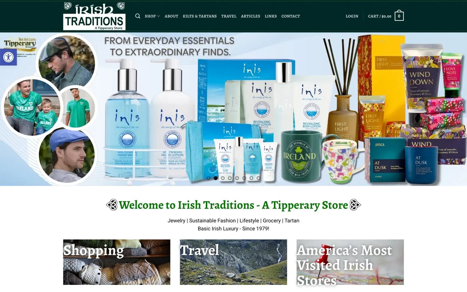 Irish Traditions retail e-commerce platform built by Sajal Tech